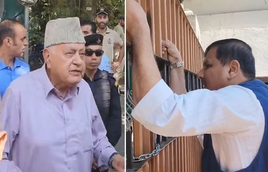 गेट के अंदर संजय सिंह और बाहर फारूक अब्दुल्ला, AAP नेता के हाउस अरेस्ट पर कश्मीर में बवाल 