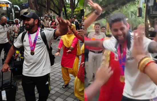 टी20 वर्ल्ड कप की ट्रॉफी लेकर भारत पहुंची टीम इंडिया, रोहित और सूर्यकुमार भांगड़े पर खूब किया डांस  