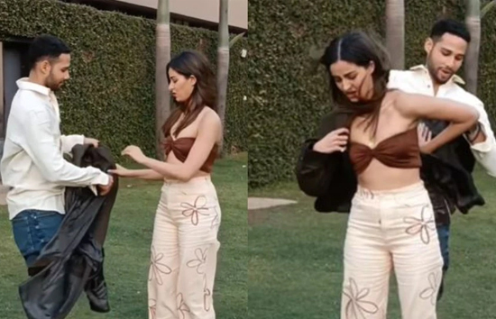 फिल्म का प्रमोशन करने पहुंची अनन्या पांडे ठंड से लगीं कांपने को-एक्टर ने पहनाया अपना कोट 