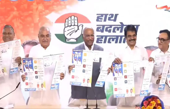 हरियाणा चुनाव : कांग्रेस ने जारी किया घोषणा पत्र, महिलाओं को हर महीने 2 हजार, गरीबों को मिलेगा मकान 