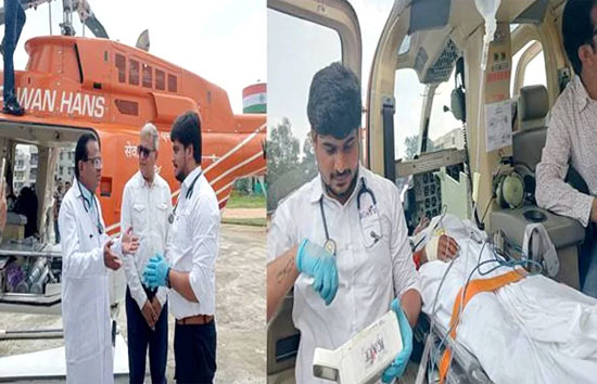 पीएमश्री निशुल्क एयर एम्बुलेंस योजना के तहत, गरीब मरीज को किया गया एयरलिफ्ट, 5 घंटे का सफर 35 मिनट हुआ तय 