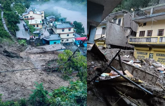 उत्तराखंड : चमोली में आधी भारी तबाही, बादल फटने से थराली में कई घर दुकानों को नुकसान 