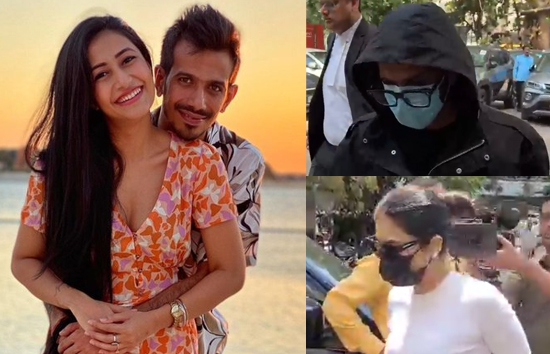 काला पोशाक, मुंह पर मास्क और आंख पर ब्लैक चश्मा...मीडिया से बचते हुए कोर्ट पहुंचे युजवेंद्र चहल-धनश्री