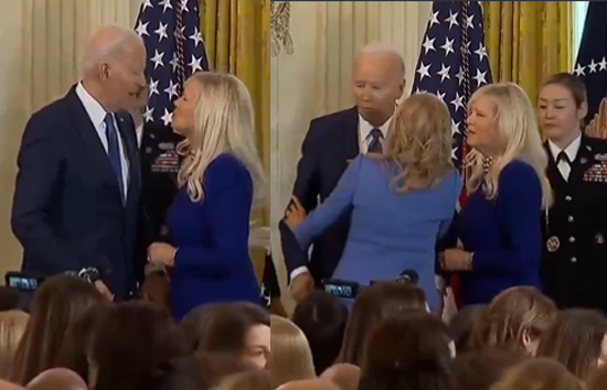 महिला को KISS करने जा रहे जो बाइडन तभी पत्नी जिल आई और फिर...