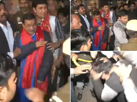 मालवीय नगर में पदयात्रा के दौरान अरविंद केजरीवाल पर फेंका गया पानी