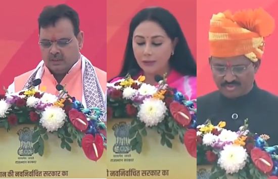 भजनलाल मुख्यमंत्री तो दीया कुमारी और प्रेमचंद बैरवा ने ली उप मुख्यमंत्री पद और गोपनीयता की शपथ  