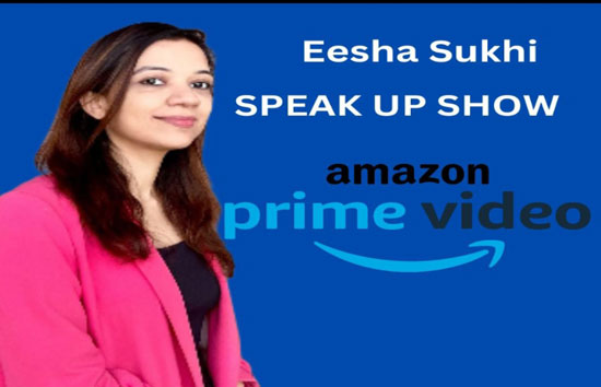 Eesha Sukhi, Founder & Director of The Bluebop Cafe part of chat show Speak Up for Amazon Prime by award winning film director Vipin Agnihotri 