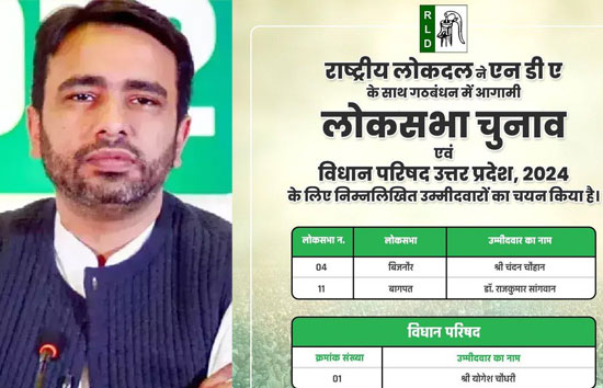 RLD ने लोकसभा चुनाव के लिए 2 उम्मीदवारों के नाम किये घोषित, देखें कौन कहां से लड़ेगा  