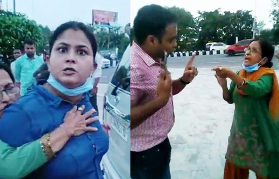 लखनऊ : कार में लगी टक्कर तो बीच सड़क पर दबंगई दिखाने लगी मां-बेटी, वीडियो वायरल 