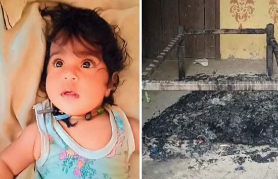 चारपाई पर सो रही मां-बेटी को जिंदा जलाया, बच्ची की मौत, आरोपी जेठ फरार