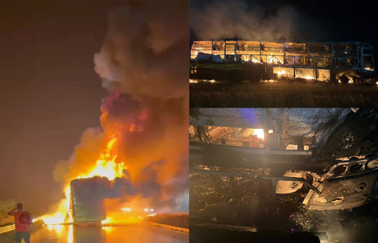 आंध्र प्रदेश : बाइक से टक्कर के बाद बस में लगी भीषण आग, 12 जिंदा जले, कई गंभीर 