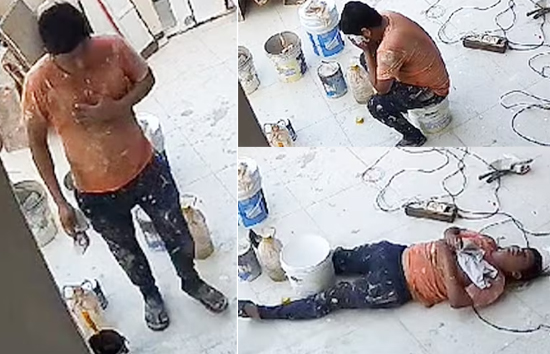पेंटर के सीने में उठा दर्द, बैठे-बैठे अचानक गिरा, CCTV कैमरे में कैद हो गई मौत