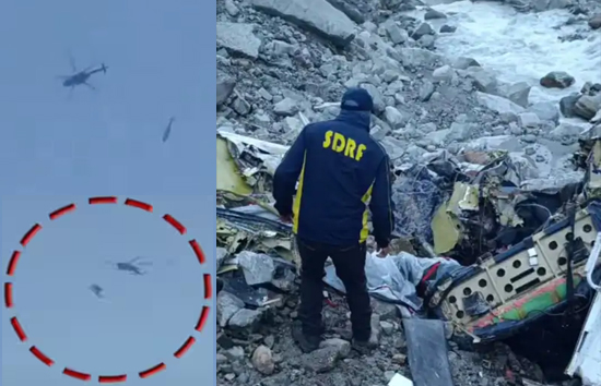 केदारनाथ में MI-17 एयरक्राफ्ट से एयरलिफ्ट किये जा रहा हेलीकॉप्टर क्रैश